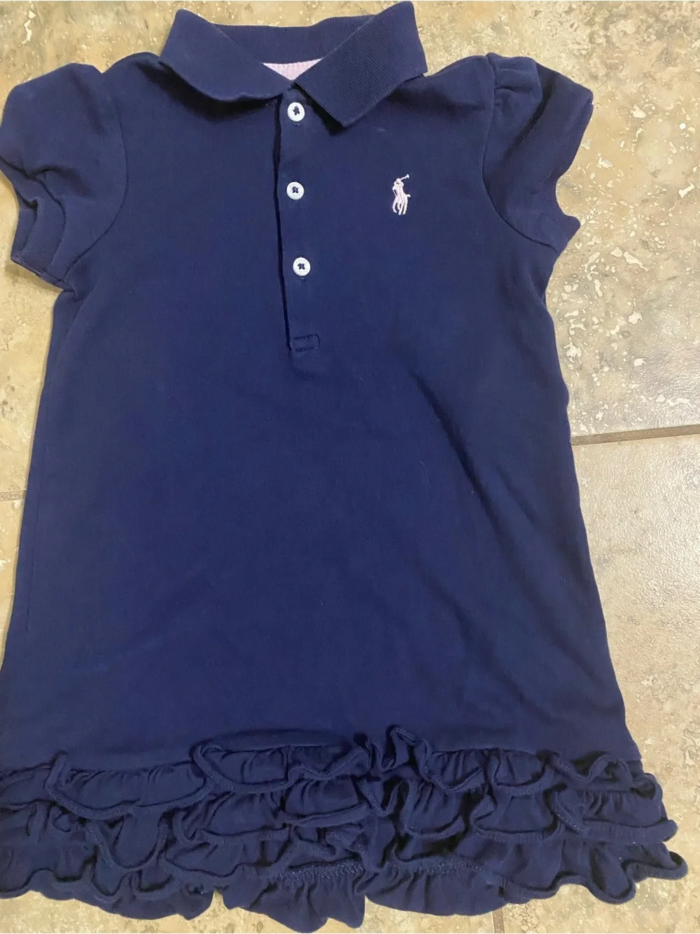 Polo Ralph Lauren Navy Blue Ruffle Cupcake Polo Preppy Baby Girl Dress 24M
